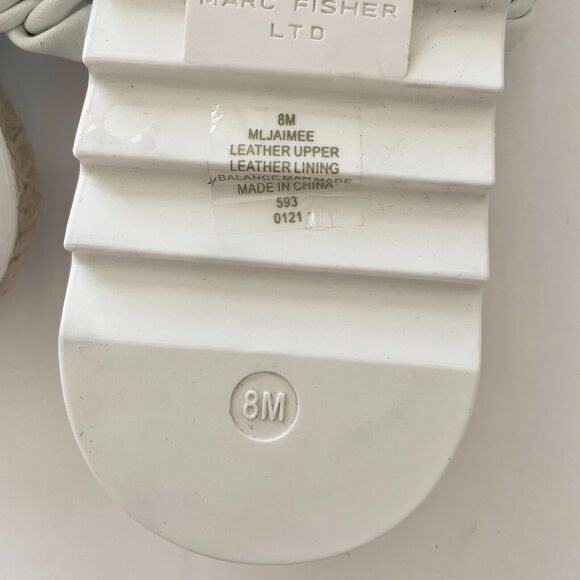 Marc Fisher Jaimee Espadrille Slide White Braided Woven Leather Sandals 8M - Picture 10 of 10
